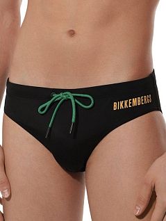 Прочные плавки слипы украшены логотипом бренда Bikkembergs BKK2MSP01cBlack