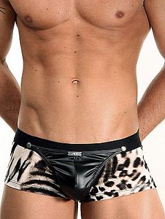 Мужские леопардовые трусы хипсы с отстегивающимся передом Oboy Leo 5065c78