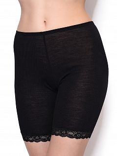 Шелковистые панталоны из ультратонкого шерстяного трикотажа в мелкий рубчик черного цвета Nina von C 29220846c200