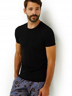 Шелковистая футболка приталенного силуэта черного цвета Ermenegildo Zegna N2M200060c001