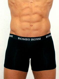 Мягкие удлиненные мужские трусы боксеры чёрного цвета Romeo Rossi Long boxers R7001-2