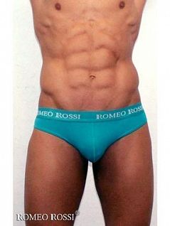 Мужские стринги на широкой резинке бирюзово-зеленого цвета Romeo Rossi RTRR1006-07