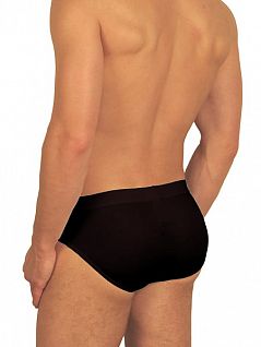 Однотонные мужские трусы брифы черного цвета HOM Silk 44 01292cK9