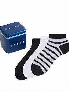 Комплект укороченых носков из натурального хлопка Falke 13056 HappyBox SN 3-P (муж.) Белый (0020)