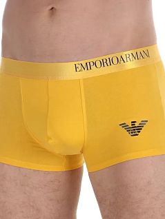 Хлопковые боксеры на гладкой резинке желтого цвета Emporio Armani RT46429