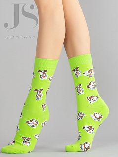 Комфортные носки унисекс с комфортной широкой резинкой HOBBY JSHOBBY 80135-5-16 унисекс, "Джек Рассел терьер" (5 пар) салатовый hbl