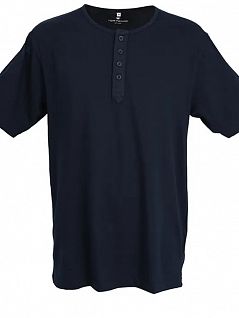 Однотонная футболка с планкой на пуговицах темно-синего цвета Tom Tailor RT70824/5609