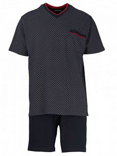 Пижама из футболки с накладным карманом и V-образным вырезом с красной окантовкой Gotzburg FG451456/S-XXL Красный