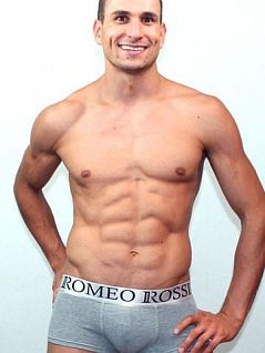 Удобные серые мужские трусы хипсы из хлопка с модной резинкой Romeo Rossi Heaps R00013-3