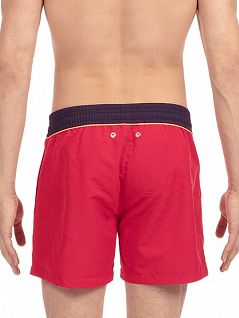 Яркие мужские пляжные шорты красного цвета с контрастным поясом HOM Sunny 40c0522c4063