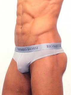 Серые мужские трусы стринги с пояском на резинке Romeo Rossi Thongs R1006-3