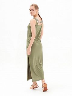 Платье полной длины выполнено из мягкого шелковистого модала с добавлением полиэстера LTBS50594 BlackSpade серо-зеленый
