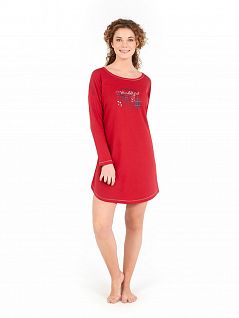 Домашнее платье с длинным рукавом с небольшим принтом LTBS50693 BlackSpade красный