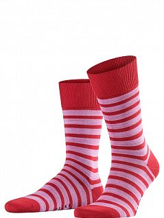 Яркие носки на широкой резинке Falke 13326 Even Stripe SO (муж.) Бордовый 8840