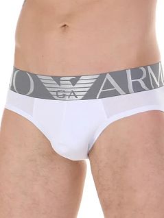 Мужские слипы из хлопка с уплотненным гульфиком белого цвета Emporio Armani RT45281