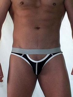 Стильные слипы с белой окантовкой на серой резинке черного цвета Van Baam RTVB-607-?E07