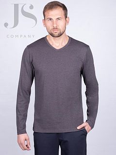 Лонгслив облегающего силуэта с V-образным вырезом Oxouno JSOXO 0385 KULIR 02 SLIM V-вырез антрацит меланж oxo