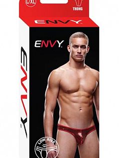 Мужские блестящие стринги "ENVY E032-RED" красные