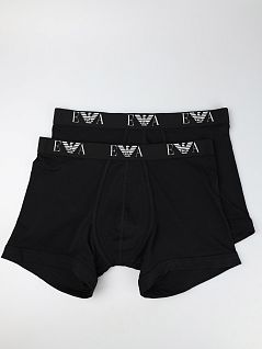 Комплект трусов из эластичного хлопка черного цвета (2шт) Emporio Armani 111284CC715c07320