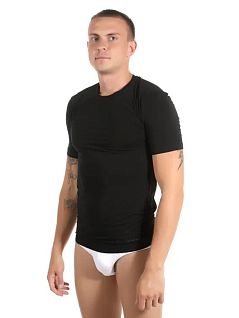 Однотонная футболка из хлопка и эластана черного цвета BALDESSARINI RT90044/6083 930