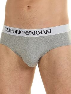 Эластичные брифы на пришивной резинке серого цвета Emporio Armani RT45689