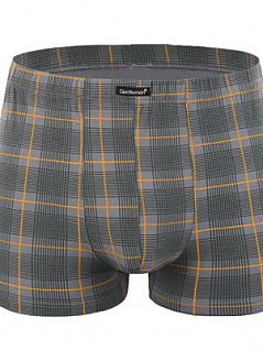 Клетчатые мужские трусы боксеры серо-оранжевого цвета в клетку Gentlemen GS7748 распродажа