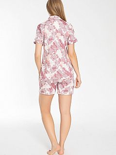 Мягкая пижама из вискозы (рубашка и шорты с узором) LTC840-514 CONFEO розовый