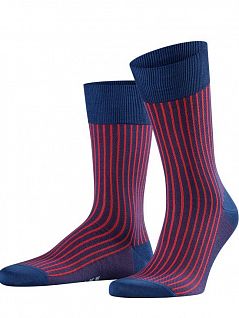 Яркие носки с особым блеском из тонкой сетки FALKE 13396 Oxford StripeSO (муж.) Темный-синий 6002