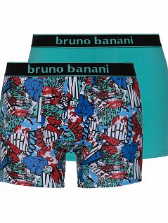 Комплект из двух стильных мужских трусов боксеров бирюзового цвета Bruno Banani 22011721бруно Бирюзовый
