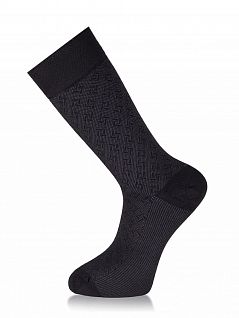 Шелковистые носки с геометрическим орнаментом LT23590 MUDOMAY черный (набор из 3х штук)