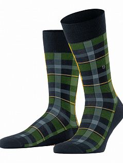 Клетчатые носки из смеси мягкого хлопка Burlington 21955 Heritage Check SO Темный-синий (6120)