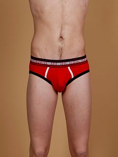 Мужские трусы слипы Modus Vivendi 05011 красные с черными и белыми полосками