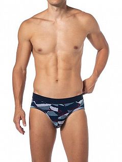 Хлопковые брифы с оригинальным узором JOCKEY 151712H (муж.) (455) Синий