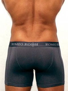 Удобные мужские трусы боксеры серого цвета с длинной штаниной Romeo Rossi Long boxers R7001-4 распродажа