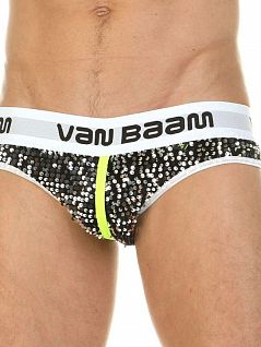 Мужские брифы белые с черными пайетками спереди Van Baam RT39797
