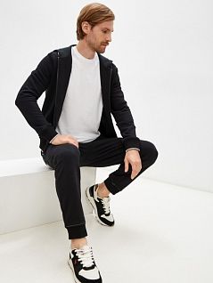 Толстовка из хлопкового флиса с застежкой на молнии черного цвета Ermenegildo Zegna N6MK01130c001