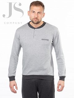 Мужская пижама состоящая из джемпера с надписью на груди "Coveri Sport" и однотонных брюк Enrico Coveri JSEP 6076 pigiama grigio chiaro ecv