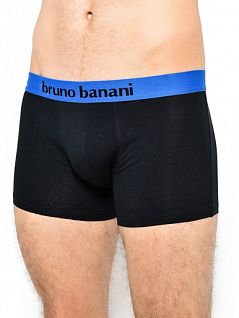 Хлопковый набор боксеров на пришивной резинке контрастного оттенка Bruno Banani 22031388бруно Черный-голубой () 4308