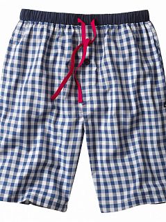 Хлопковые шорты в клетку синего цвета Tom Tailor FM-70825-8406