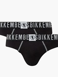Набор хлопковых слипов на фирменной резинке черного цвета (2шт) Bikkembergs RTBKK1USP06BI
