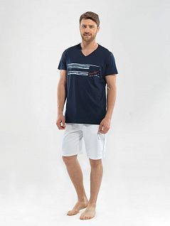 Современная футболка из комбинации модала с хлопком BlackSpade LTBS7818 BlackSpade темно-синий