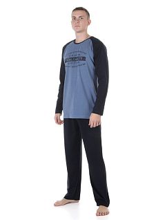 Хлопковая пижама ( лонгслив и штаны) темно-синего цвета Tom Tailor RT071089/5609-55