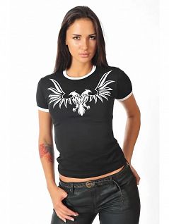 Эффектная футболка с принтом "двухглавый орел" черного цвета Fra`n`co RT10256
