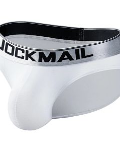 Мужские брифы на серебряной резинке с логотипом белого цвета JOCKMAIL RTJM2029-1