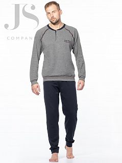 Комфортная пижама из хлопка и полиэстра Enrico Coveri JSEP 6069 pigiama grigio ecv