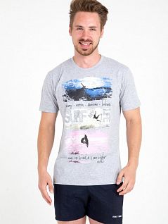 Трикотажная футболка с морским принтом серого цвета Ferrucci PJ-FE_2718 Andorra grigio