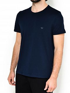 Однотонная модель мужской футболки (2шт) Emporio Armani 111647цц722армани Синий-серый 15935