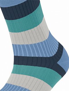 Хлопковые носки в модных цветовых сочетаниях дополненный мелко ребристой структурой FALKE 46427 Blocky Stripe SO Синий 6554