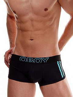Стильные мужские плавки хипсы черного цвета с бирюзовым оформлением Oboy Sunny Boy B02 06c5155c01