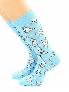 Милые носки с принтом "Котики" голубого цвета Hobby Line 45949
